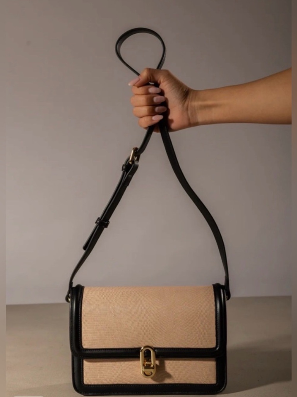 Jules Kae Mia Crossbody Bag blush lizard/black VEGAN - NWT